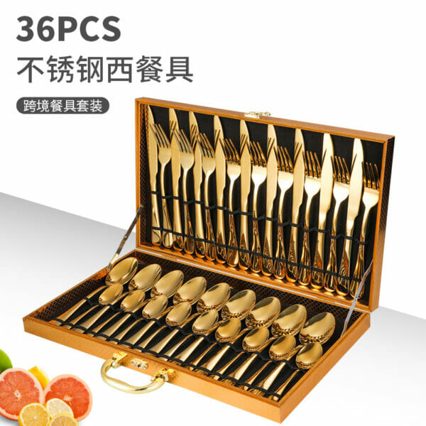 Golden box cutlery set 3